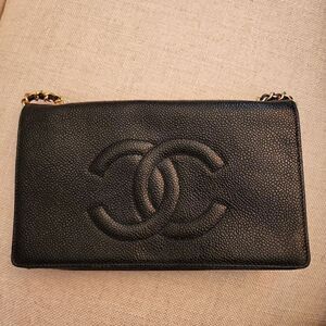 Authentic TIMELESS Chanel Black Wallet On Chain Crossbody Purse/Bag WOC